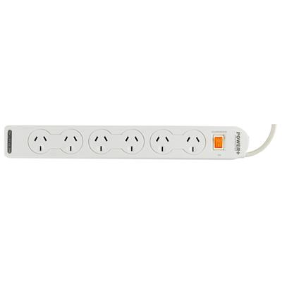 Image for ITALPLAST POWER BOARD 6 OUTLET WITH MASTER SWITCH AND OVERLOAD 1M WHITE from Challenge Office Supplies