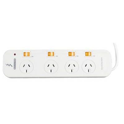 Image for ITALPLAST POWER BOARD 4 OUTLET INDIVIDUAL SWITCHES 1M WHITE from Challenge Office Supplies