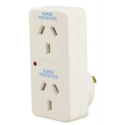 Image for ITALPLAST POWER DOUBLE ADAPTOR WITH SURGE PROTECTION WHITE from Prime Office Supplies