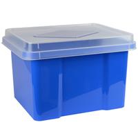 italplast file storage box 32 litre blueberry/clear lid