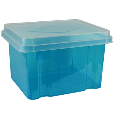 Image for ITALPLAST FILE STORAGE BOX 32 LITRE TINTED BLUE/CLEAR LID from ONET B2C Store