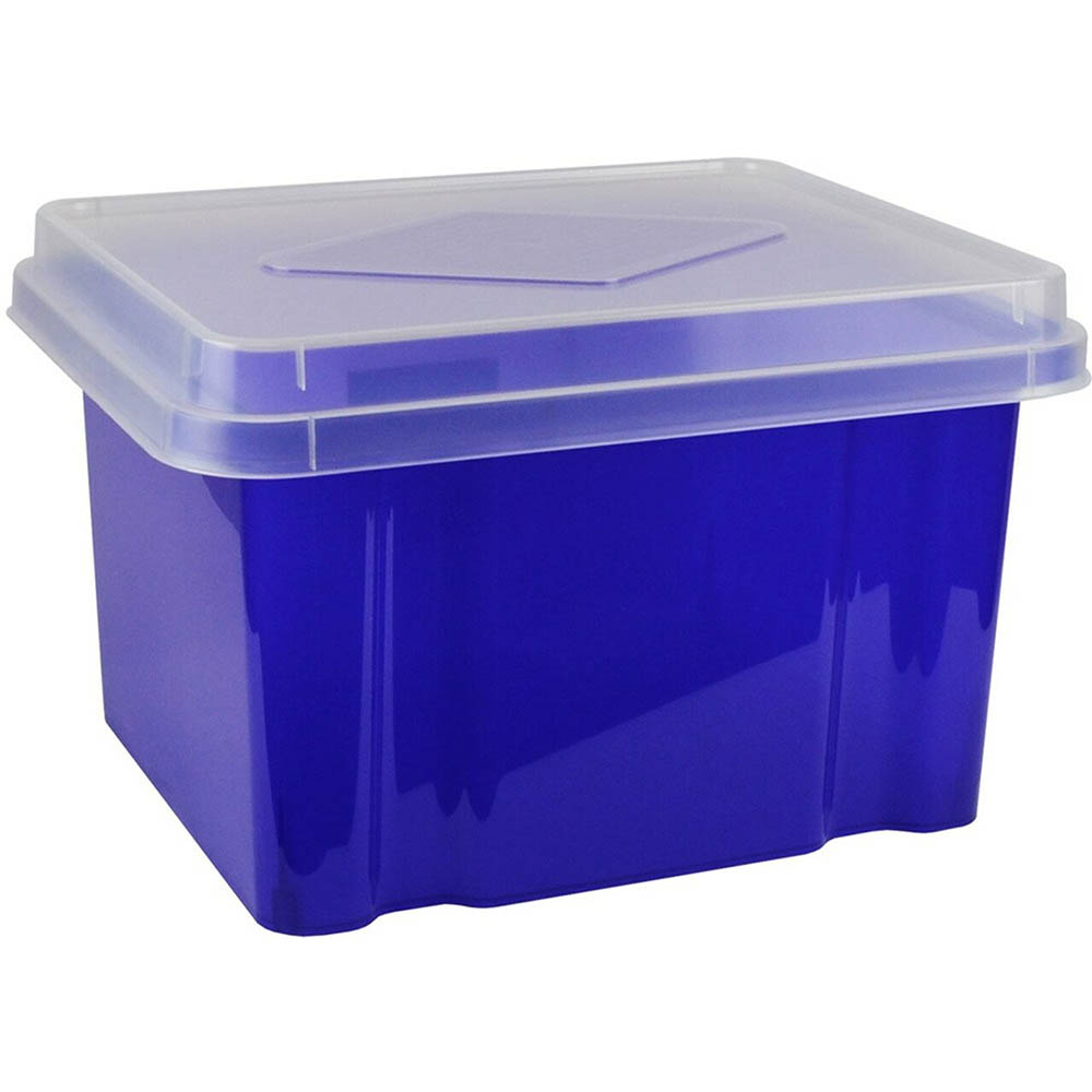 Image for ITALPLAST FILE STORAGE BOX 32 LITRE TINTED PURPLE/CLEAR LID from Office Express