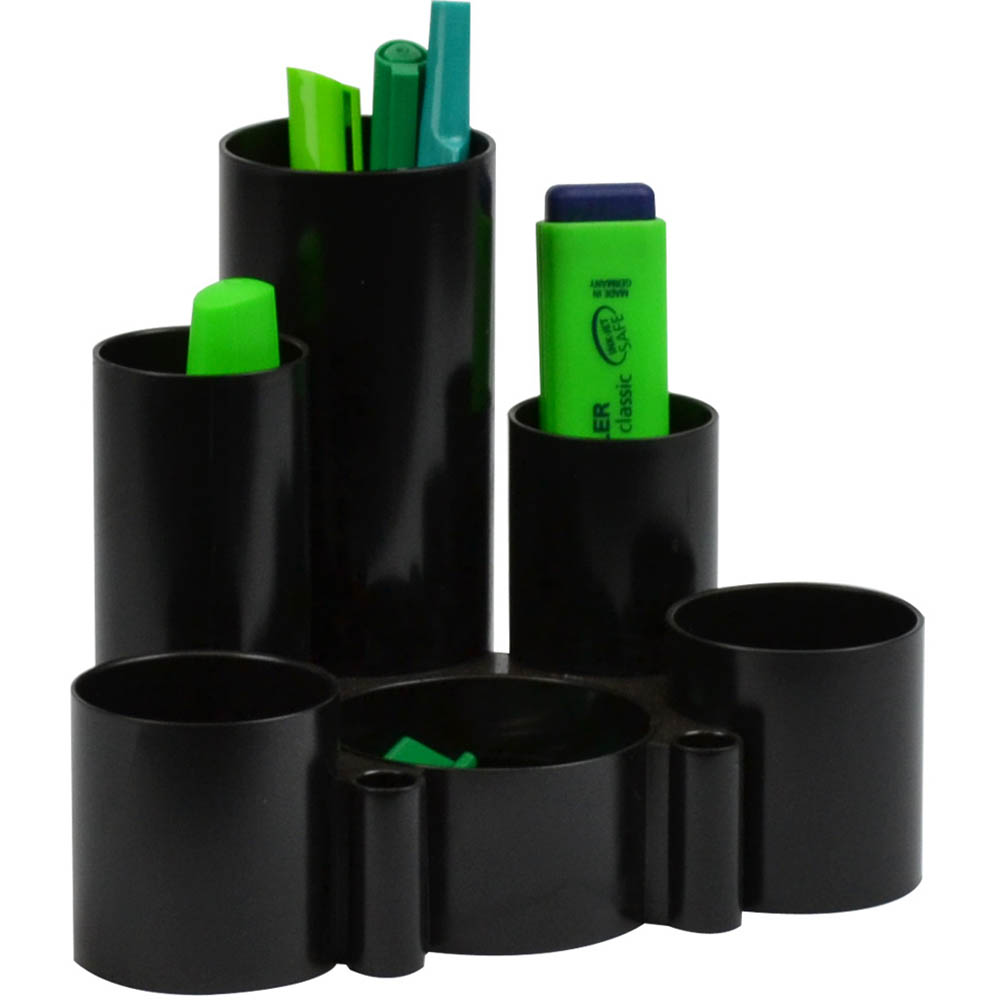 Image for ITALPLAST GREENR RECYCLED DESK TIDY 6 COMPARTMENT BLACK from ALLBIZ Office Supplies