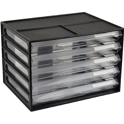 Image for ITALPLAST DOCUMENT CABINET 5 DRAWER 255 X 330 X 230MM A4 BLACK from Mitronics Corporation