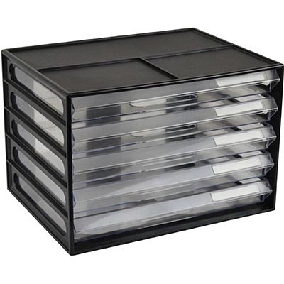 Image for ITALPLAST DOCUMENT CABINET 5 DRAWER 255 X 330 X 230MM A4 BLACK from That Office Place PICTON