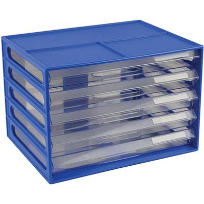 Image for ITALPLAST DOCUMENT CABINET 5 DRAWER 255 X 330 X 230MM A4 BLUEBERRY from Office Express