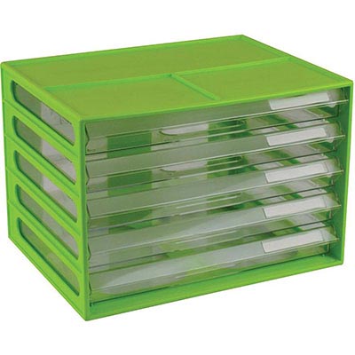 Image for ITALPLAST DOCUMENT CABINET 5 DRAWER 255 X 330 X 230MM A4 LIME from Second Office