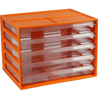 Image for ITALPLAST DOCUMENT CABINET 5 DRAWER 255 X 330 X 230MM A4 MANDARIN from That Office Place PICTON