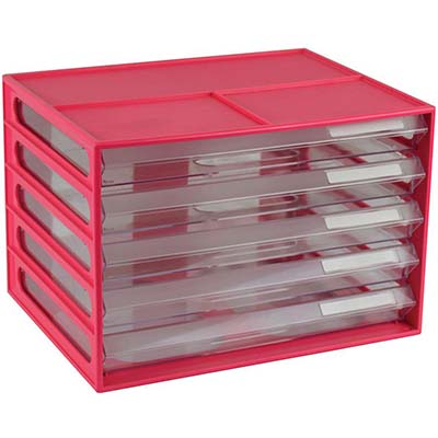 Image for ITALPLAST DOCUMENT CABINET 5 DRAWER 255 X 330 X 230MM A4 WATERMELON from Office Heaven