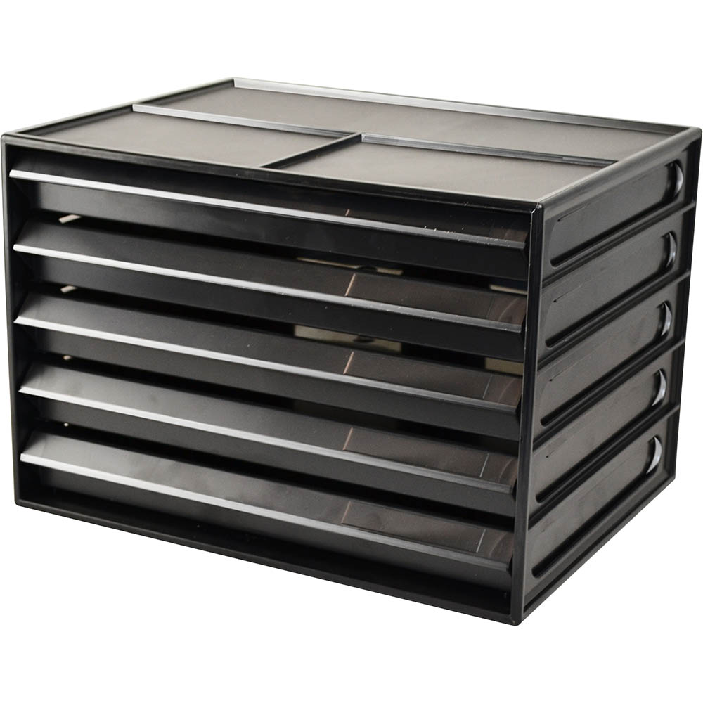 Image for ITALPLAST GREENR RECYCLED DOCUMENT CABINET 5 DRAWER A4 BLACK from Office Heaven