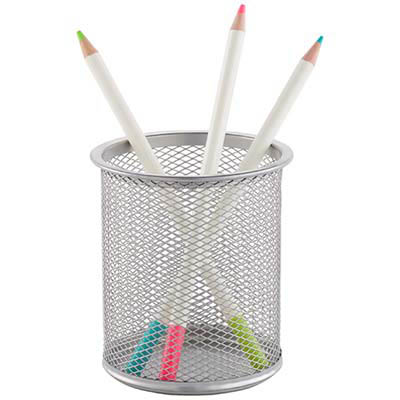 Image for ITALPLAST WIRE MESH PENCIL CUP SILVER from York Stationers