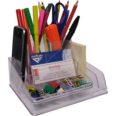 Image for ITALPLAST DESK ORGANISER CLEAR from Mitronics Corporation