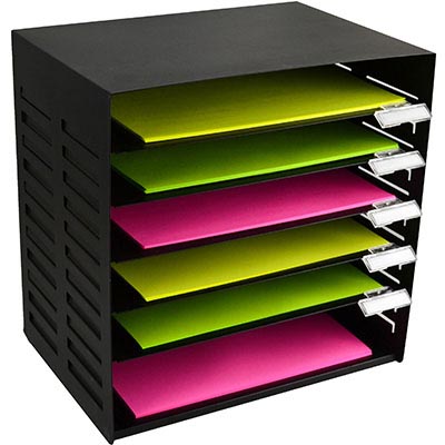 Image for ITALPLAST ADJUSTABLE METAL STATIONERY RACK 6-TIER BLACK from Olympia Office Products