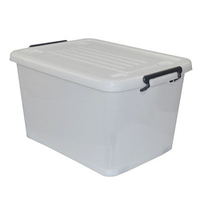 Image for ITALPLAST ROLLER STORAGE BOX WITH LID 55 LITRE CLEAR from That Office Place PICTON