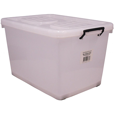 Image for ITALPLAST ROLLER STORAGE BOX WITH LID 90 LITRE CLEAR from Prime Office Supplies