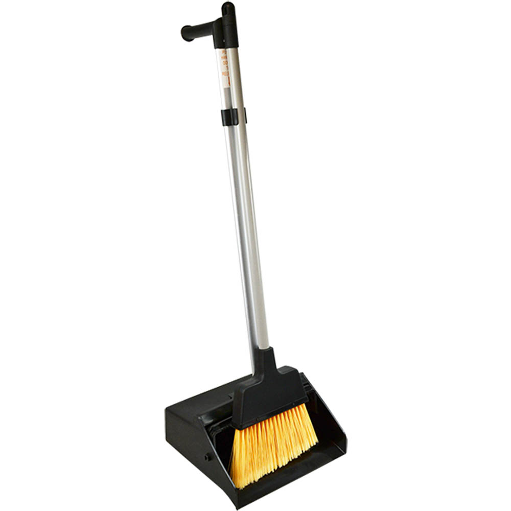 Image for ITALPLAST LOBBY DUST PAN AND BROOM SET BLACK from York Stationers
