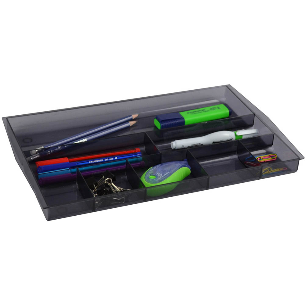 Image for ITALPLAST DRAWER TIDY 8 COMPARTMENT TINTED SMOKE from Positive Stationery