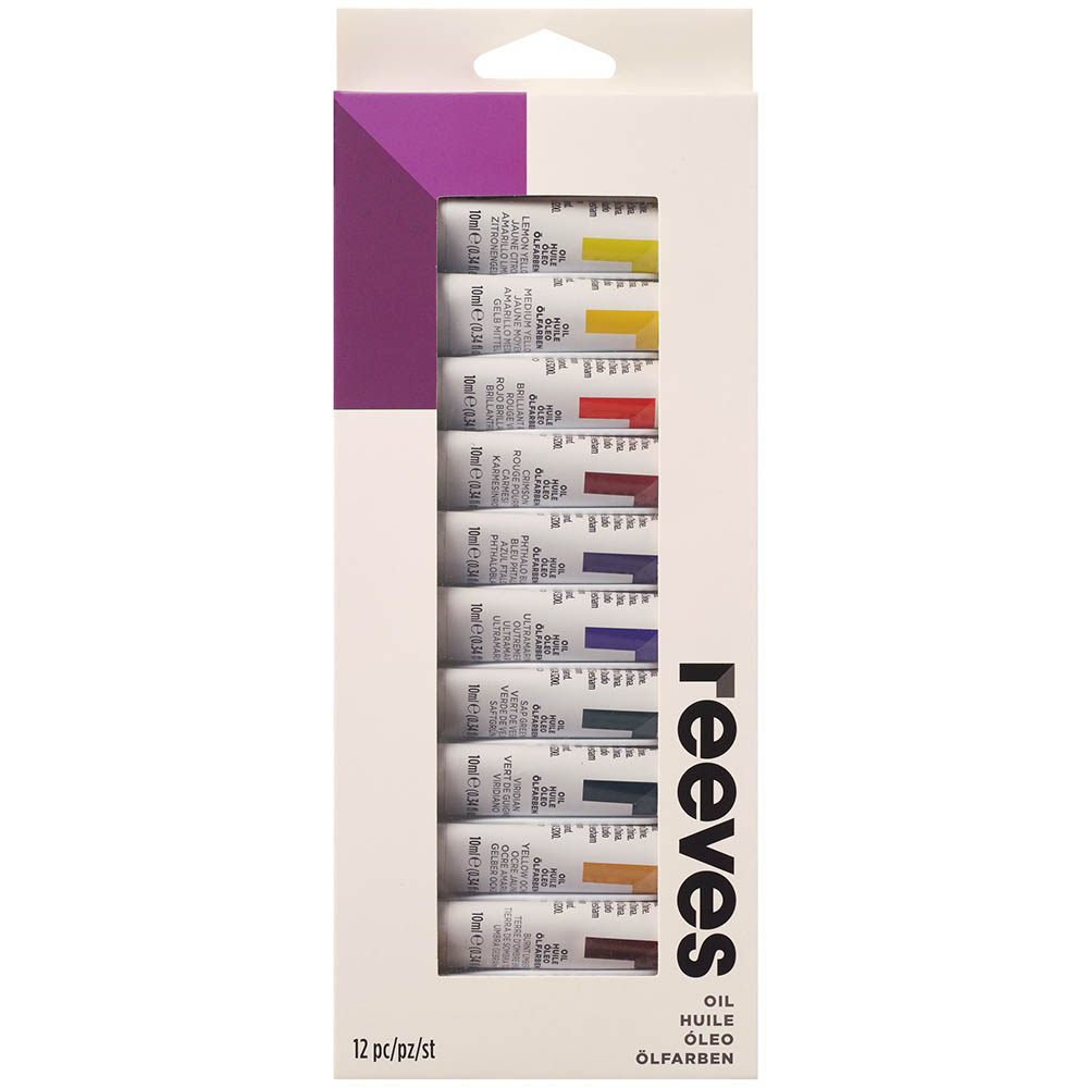 Image for REEVES OIL PAINT COLOURS 12ML ASSORTED PACK 12 from Mitronics Corporation