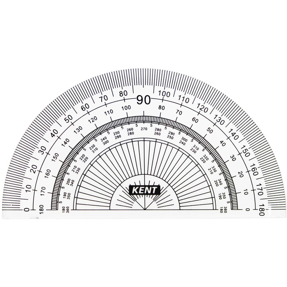 Image for KENT PROTRACTOR 180 DEGREES 100MM CLEAR from Prime Office Supplies