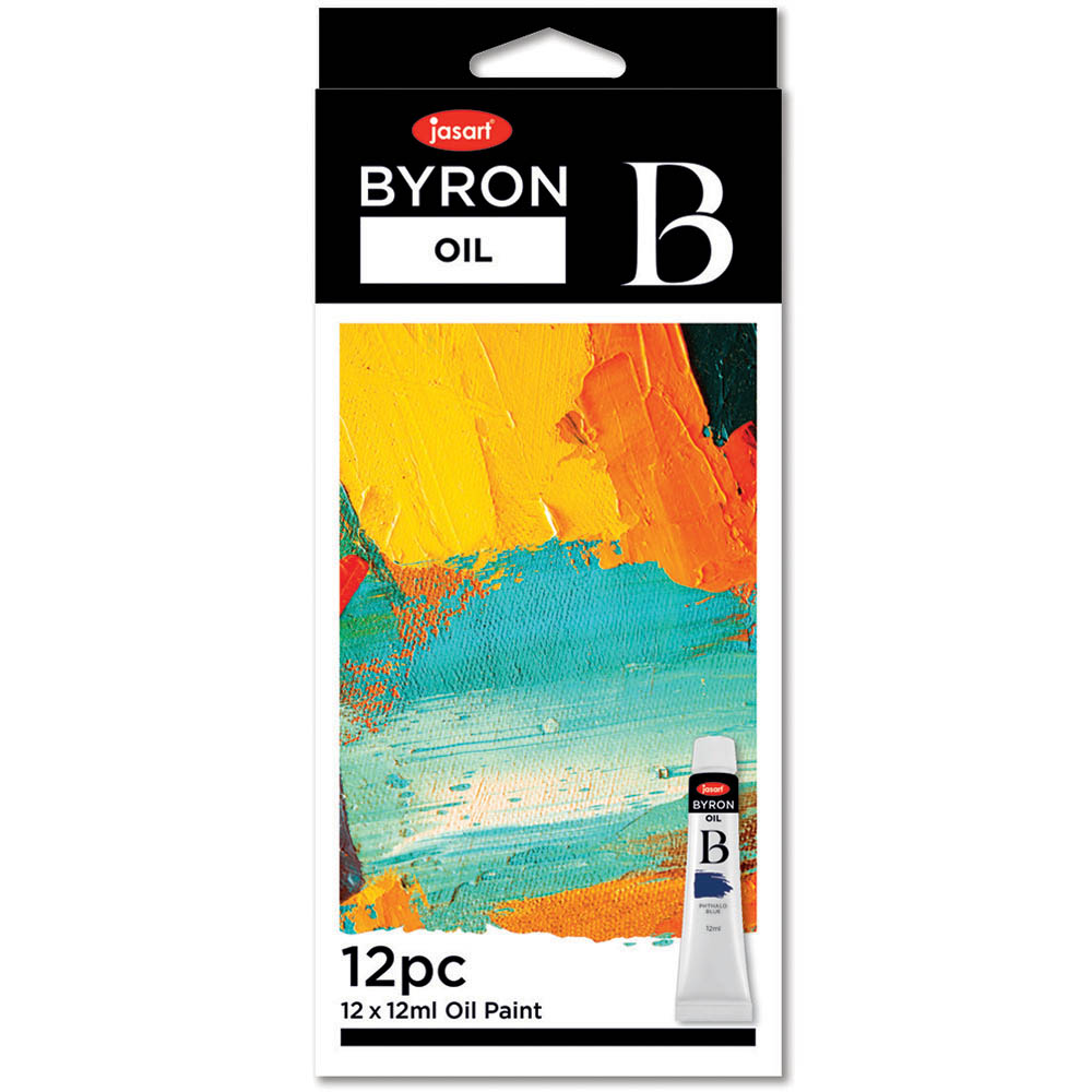 Image for JASART BYRON OIL PAINT 12ML ASSORTED PACK 12 from Mitronics Corporation