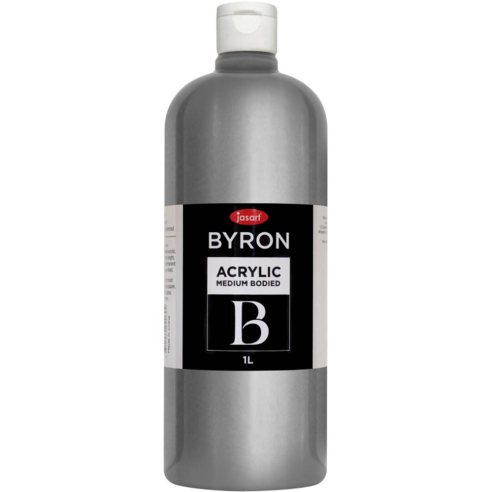Image for JASART BYRON ACRYLIC PAINT 1 LITRE SILVER from That Office Place PICTON