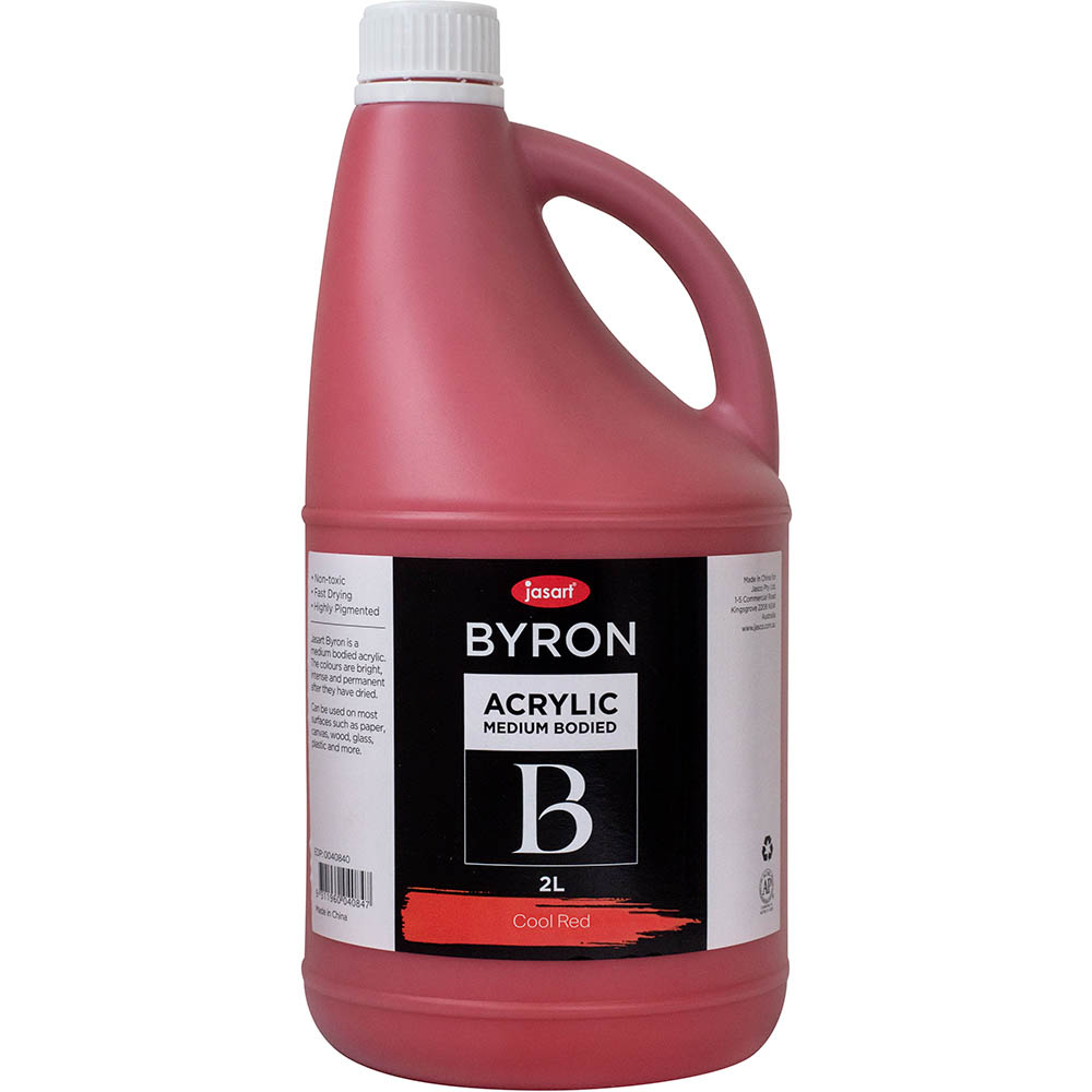 Image for JASART BYRON ACRYLIC PAINT 2 LITRE COOL RED from York Stationers