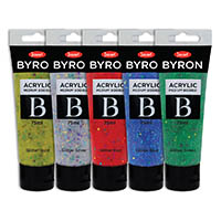 jasart byron acrylic paint 75ml glitter assorted pack 5