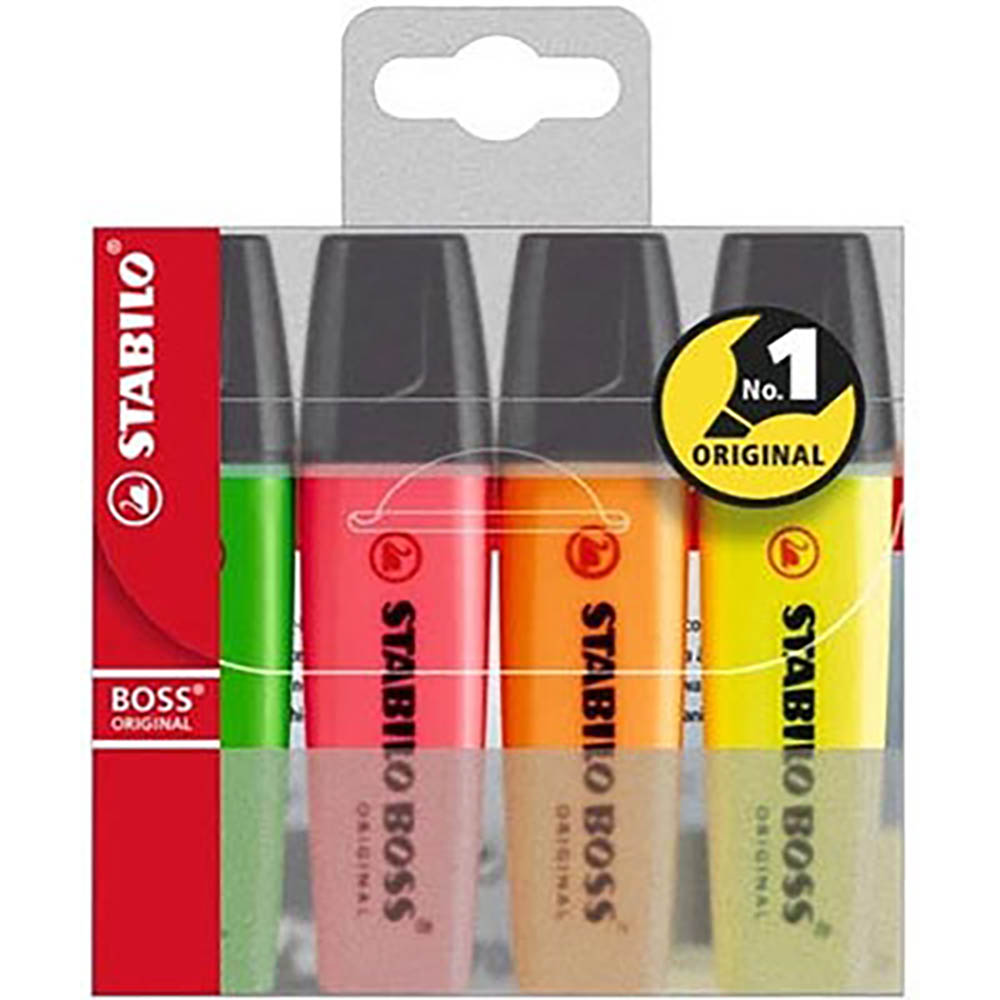STABILO BOSS HIGHLIGHTER CHISEL ASSORTED WALLET 4 |  | 7006589