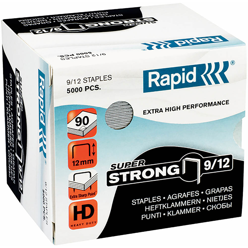 Image for RAPID EXTRA HIGH PERFORMANCE SUPER STRONG STAPLES 9/12 BOX 5000 from Challenge Office Supplies