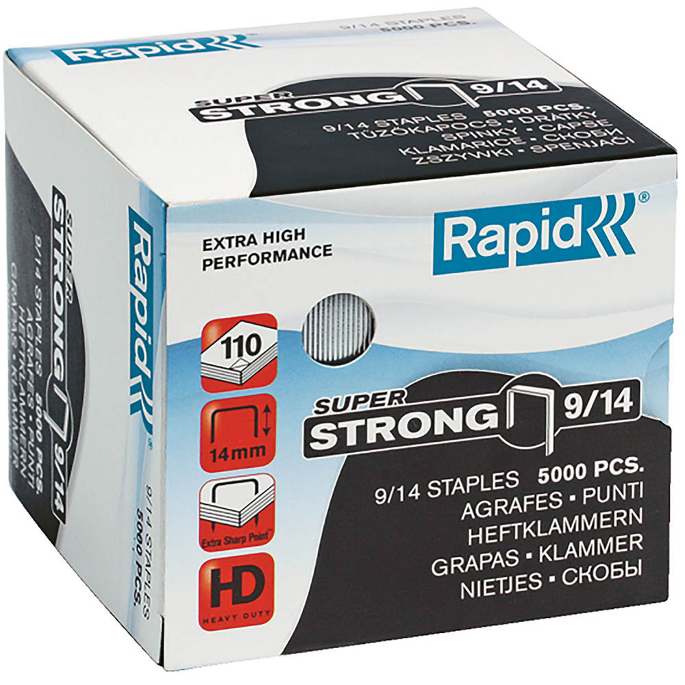 Image for RAPID EXTRA HIGH PERFORMANCE SUPER STRONG STAPLES 9/14 BOX 5000 from BusinessWorld Computer & Stationery Warehouse
