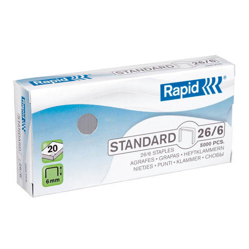 Image for RAPID STANDARD STAPLES 26/6 BOX 5000 from Mercury Business Supplies