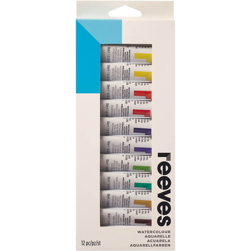 Image for REEVES WATERCOLOUR PAINT 10ML TUBE ASSORTED PACK 12 from Prime Office Supplies