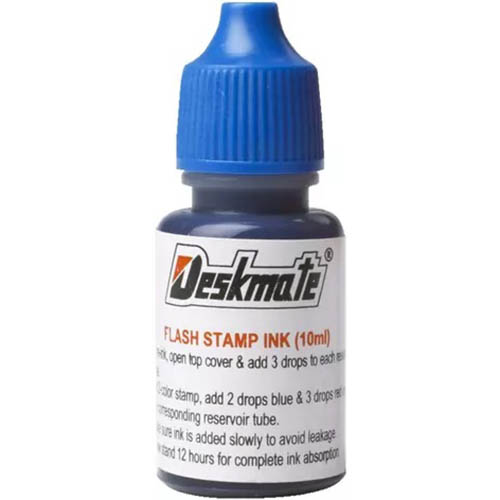 Image for DESKMATE STAMP PAD INK REFILL 10ML BLUE from Prime Office Supplies