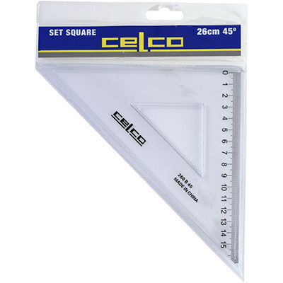 Image for CELCO SET SQUARE 45 DEGREES 260MM CLEAR from Clipboard Stationers & Art Supplies