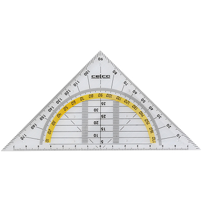 Image for CELCO 2-IN-1 SET SQUARE AND PROTRACTOR 140MM CLEAR from Clipboard Stationers & Art Supplies