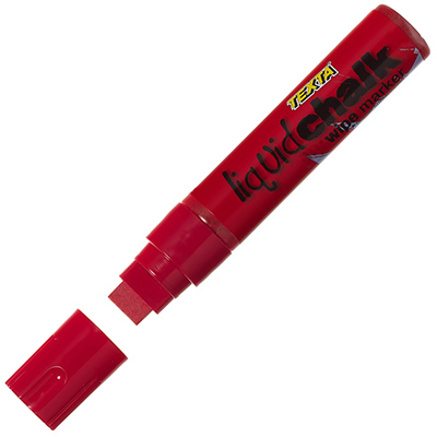 Image for TEXTA JUMBO LIQUID CHALK MARKER WET WIPE CHISEL 15MM RED from Office Heaven