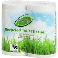 tru soft recycled toilet roll 2-ply 400 sheet white pack 4