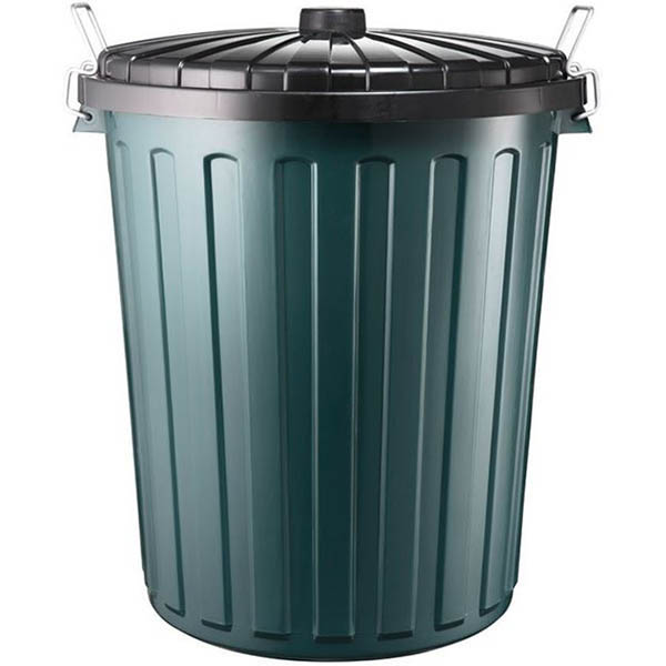 Image for OATES PLASTIC GARBAGE BIN WITH LID 75 LITRE BLACK from That Office Place PICTON