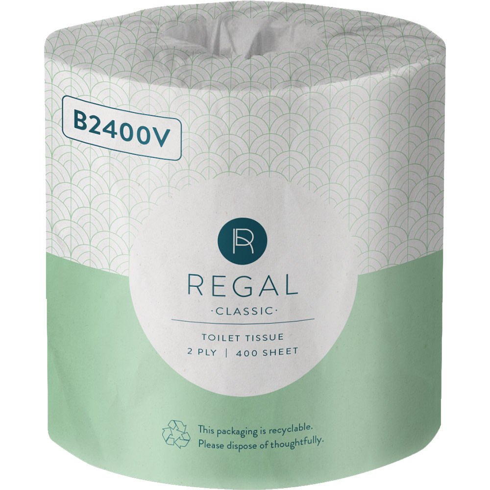 Image for REGAL GREEN-N-SAVE TOILET ROLL WRAPPED 2-PLY 400 SHEET WHITE from Memo Office and Art