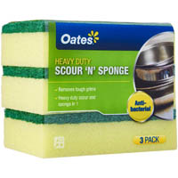 oates durafresh antibacterial scour n sponge pack 3