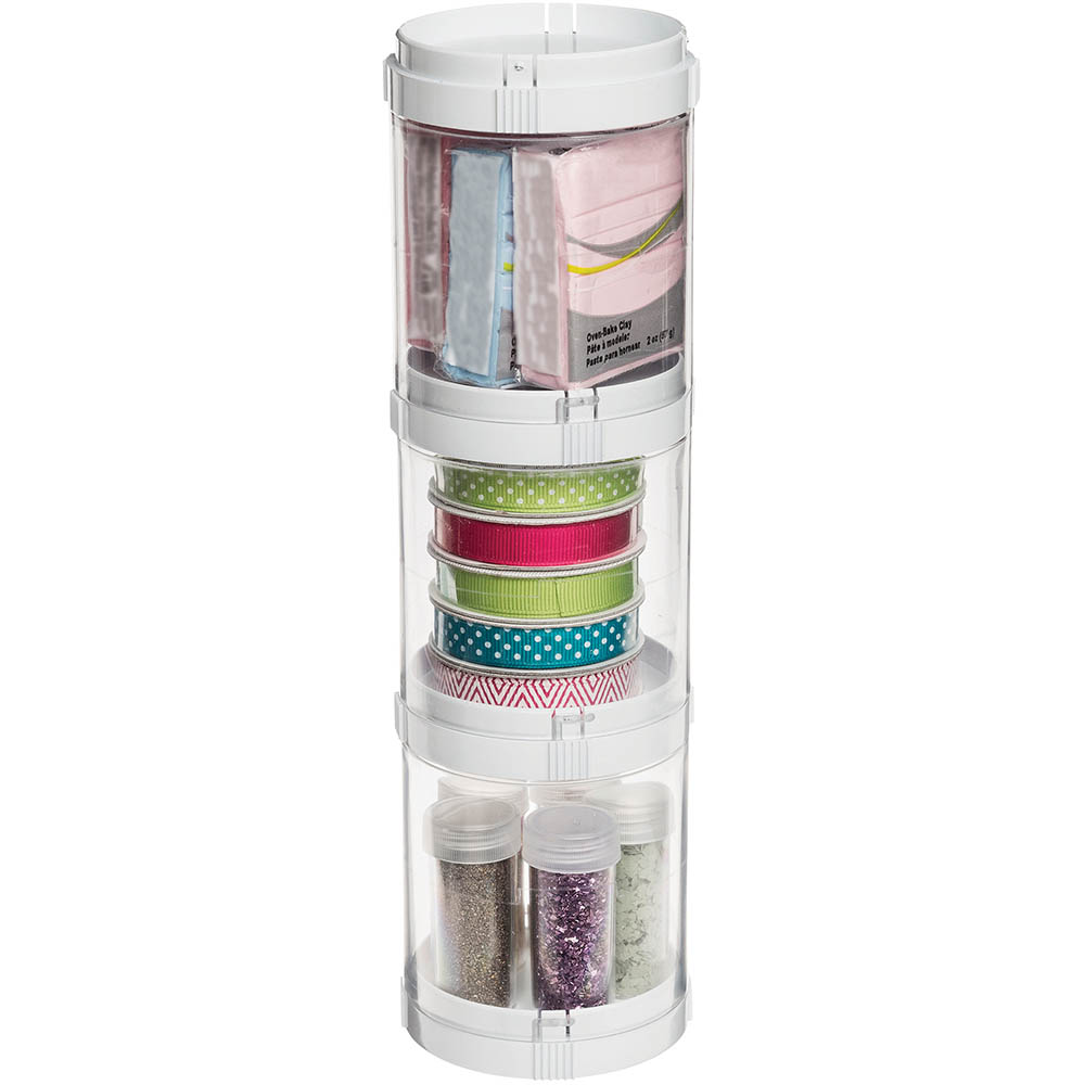 Image for DEFLECTO STACKING ORGANISER WHITE/CLEAR PACK 3 from Clipboard Stationers & Art Supplies
