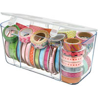 deflecto storage caddy organiser container medium white/clear