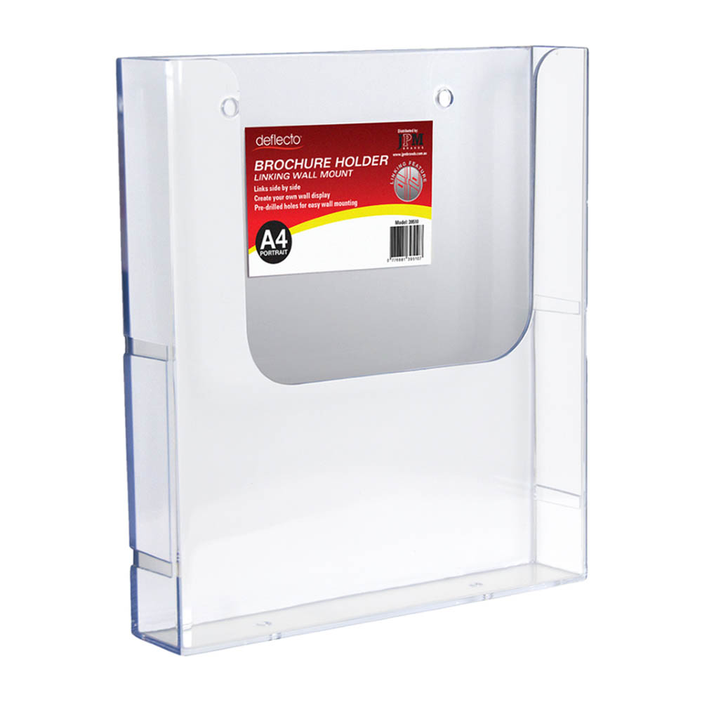 Image for DEFLECTO BROCHURE HOLDER WALL MOUNT LINKING A4 CLEAR from BusinessWorld Computer & Stationery Warehouse