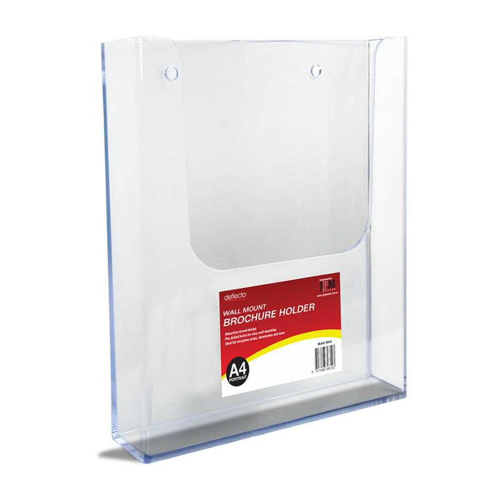 Image for DEFLECTO BROCHURE HOLDER WALL MOUNT A4 CLEAR from Mitronics Corporation