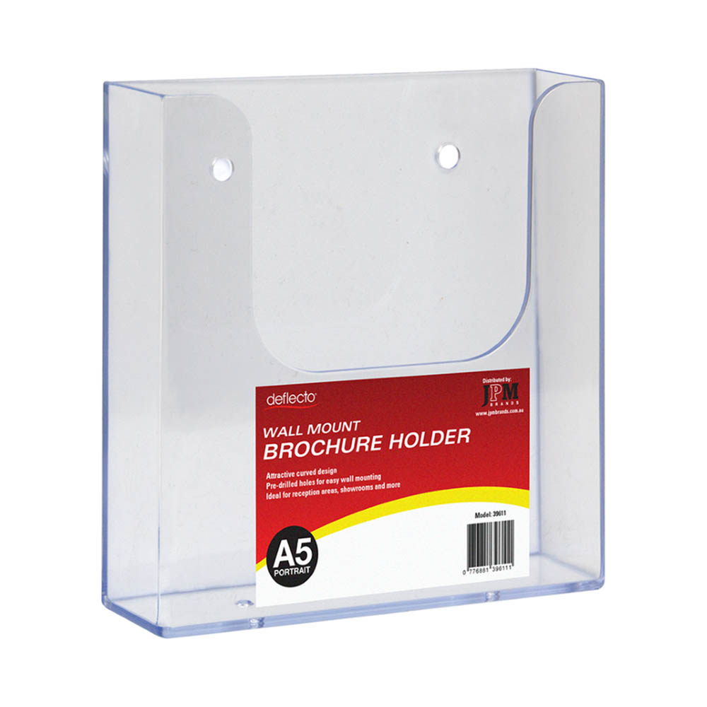 Image for DEFLECTO BROCHURE HOLDER WALL MOUNT A5 CLEAR from Mitronics Corporation