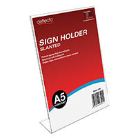 deflecto sign holder slanted portrait a5 clear