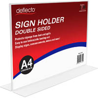 deflecto sign holder t-shape double sided landscape a4 clear