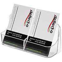 deflecto business card holder portrait 2-pocket clear