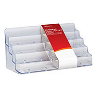 deflecto business card holder landscape 8-pocket 4-tier clear