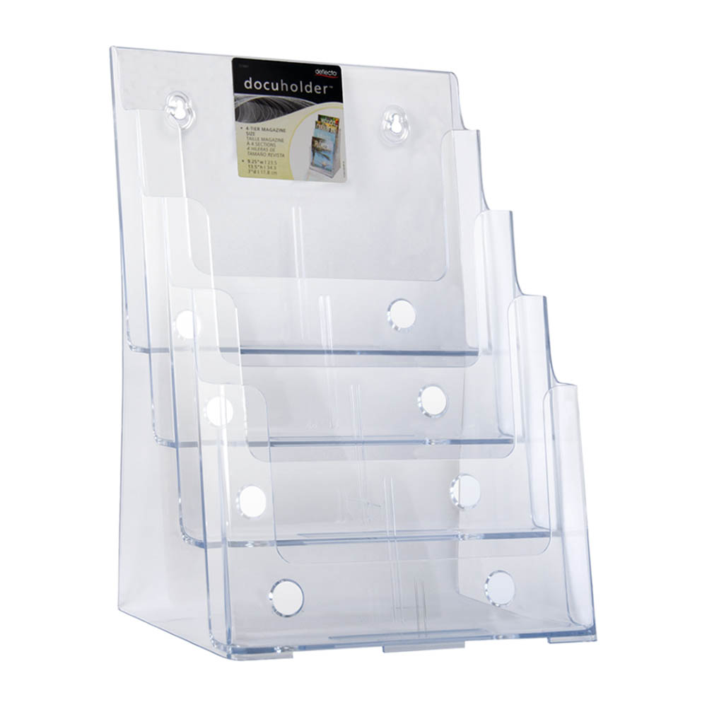 Image for DEFLECTO BROCHURE HOLDER 4 POCKE 4-TIER A4 CLEAR from Eastland Office Supplies